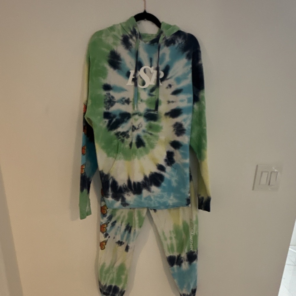 BSR by Sami Ryan Women's Tie-Dye Butterfly Hoodie & Sweatpants Set M/S
